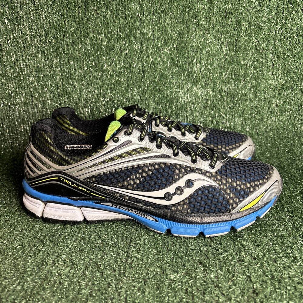 Saucony Triumph 11 Shoes Mens Size 11 Black Blue PowerGrid Running Vintage Y2K